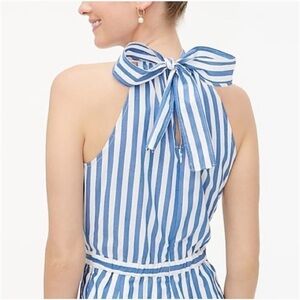 J.Crew Factory Tie Back Striped Halter Jumpsuit Size 2
